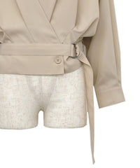 【Et】Belted Wrap Blouse