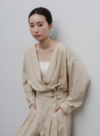 【Et】Belted Wrap Blouse