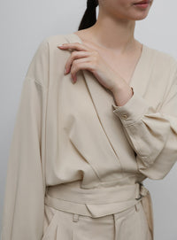 【Et】Belted Wrap Blouse
