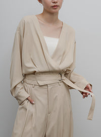 【Et】Belted Wrap Blouse