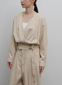 【Et】Belted Wrap Blouse