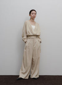【Et】Belted Wrap Blouse