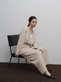 【Et】Belted Wrap Blouse