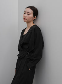 【Et】Belted Wrap Blouse