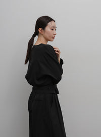 【Et】Belted Wrap Blouse