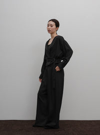 【Et】Belted Wrap Blouse