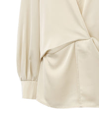 【Et】Satain Twist Drape Blouse
