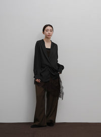 【Et】Satain Twist Drape Blouse