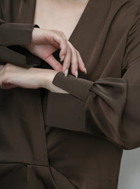 【Et】Satain Twist Drape Blouse