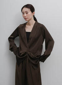 【Et】Satain Twist Drape Blouse