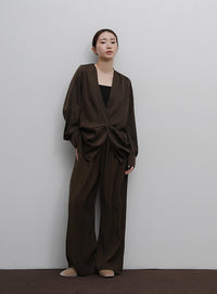 【Et】Satain Twist Drape Blouse