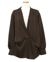 【Et】Satain Twist Drape Blouse