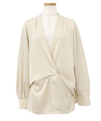 【Et】Satain Twist Drape Blouse