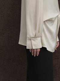 【Et】Satain Twist Drape Blouse