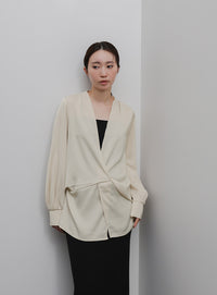 【Et】Satain Twist Drape Blouse