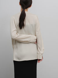 【Et】Satain Twist Drape Blouse