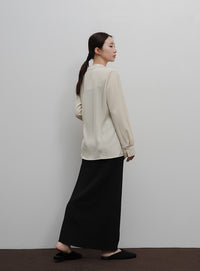 【Et】Satain Twist Drape Blouse