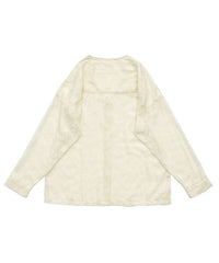 【Et】Sheer Jacqard V-Neck Blouse