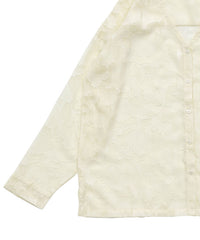 【Et】Sheer Jacqard V-Neck Blouse