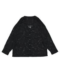 【Et】Sheer Jacqard V-Neck Blouse