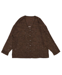 【Et】Sheer Jacqard V-Neck Blouse