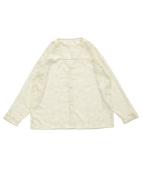 【Et】Sheer Jacqard V-Neck Blouse