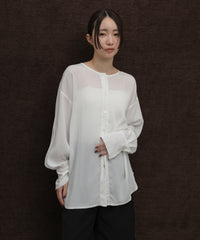 【Et】Back Design Tuck Blouse