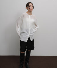 【Et】Back Design Tuck Blouse