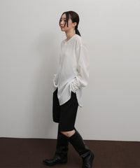 【Et】Back Design Tuck Blouse
