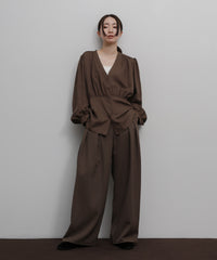 【Et】Front Button Empire Gather Blouse