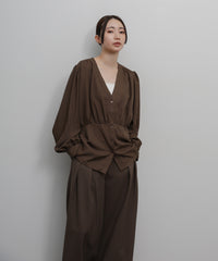 【Et】Front Button Empire Gather Blouse
