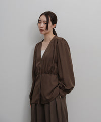 【Et】Front Button Empire Gather Blouse