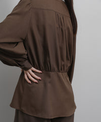 【Et】Front Button Empire Gather Blouse