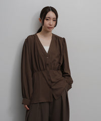 【Et】Front Button Empire Gather Blouse