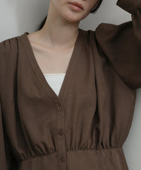 【Et】Front Button Empire Gather Blouse