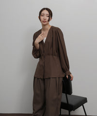 【Et】Front Button Empire Gather Blouse