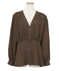 【Et】Front Button Empire Gather Blouse