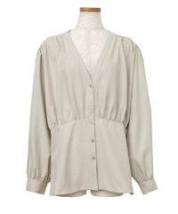 【Et】Front Button Empire Gather Blouse