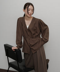 【Et】Front Button Empire Gather Blouse