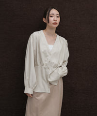 【Et】Front Button Empire Gather Blouse