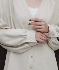 【Et】Front Button Empire Gather Blouse
