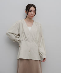 【Et】Front Button Empire Gather Blouse