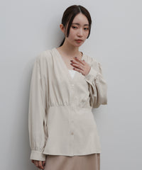 【Et】Front Button Empire Gather Blouse