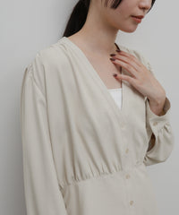 【Et】Front Button Empire Gather Blouse