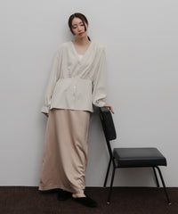 【Et】Front Button Empire Gather Blouse
