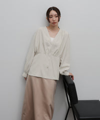 【Et】Front Button Empire Gather Blouse
