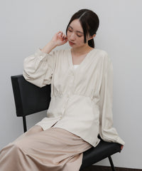 【Et】Front Button Empire Gather Blouse