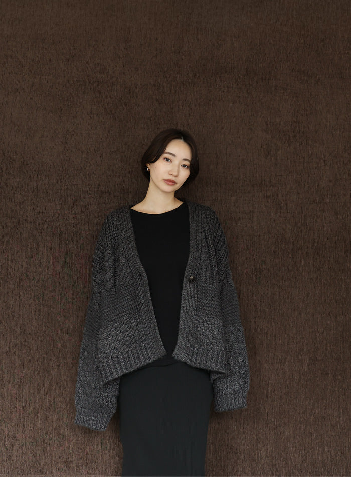 【Et】Cable wide cardigan