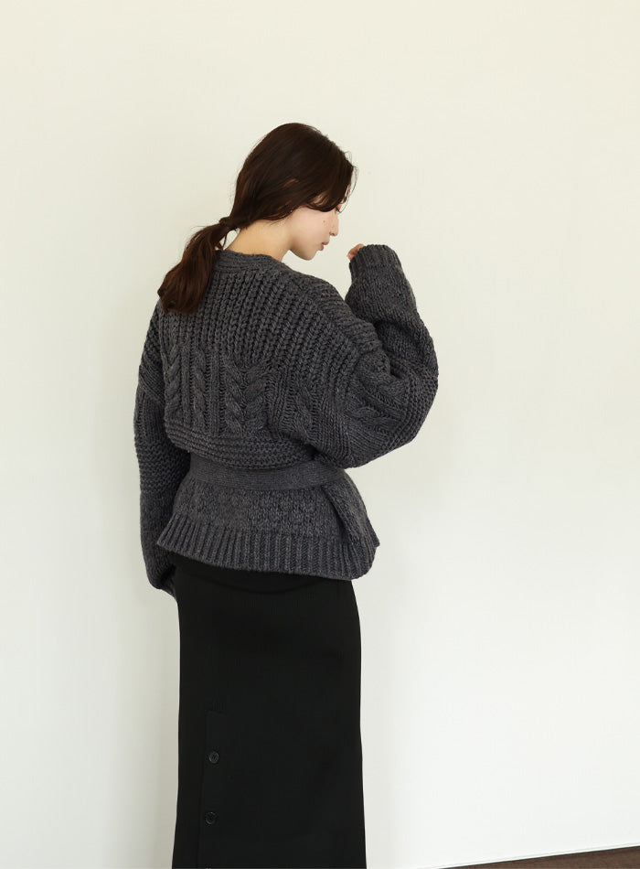 【Et】Cable wide cardigan