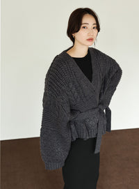 【Et】Cable wide cardigan